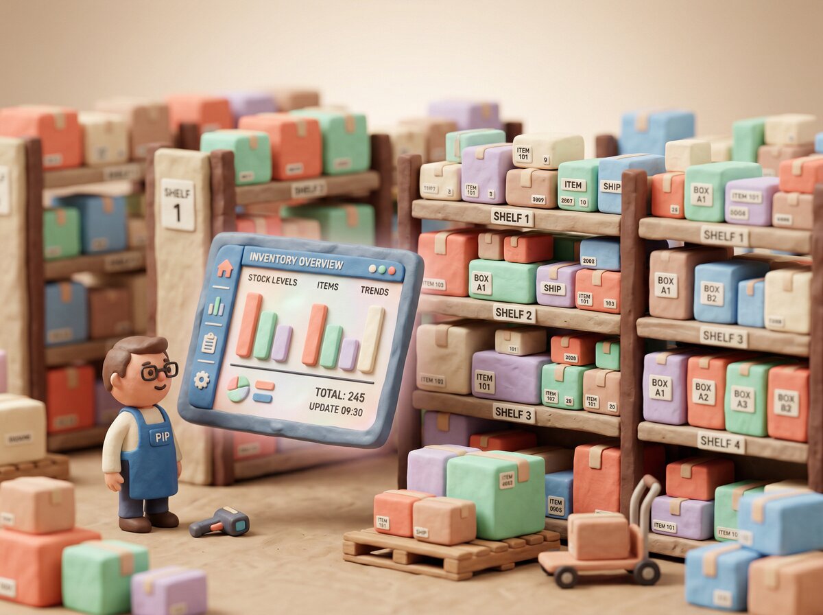 Smart inventory tracking interface showing real-time stock levels